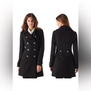 WHBM: Double Breasted Luxurious Military Coat size S classic elegant black